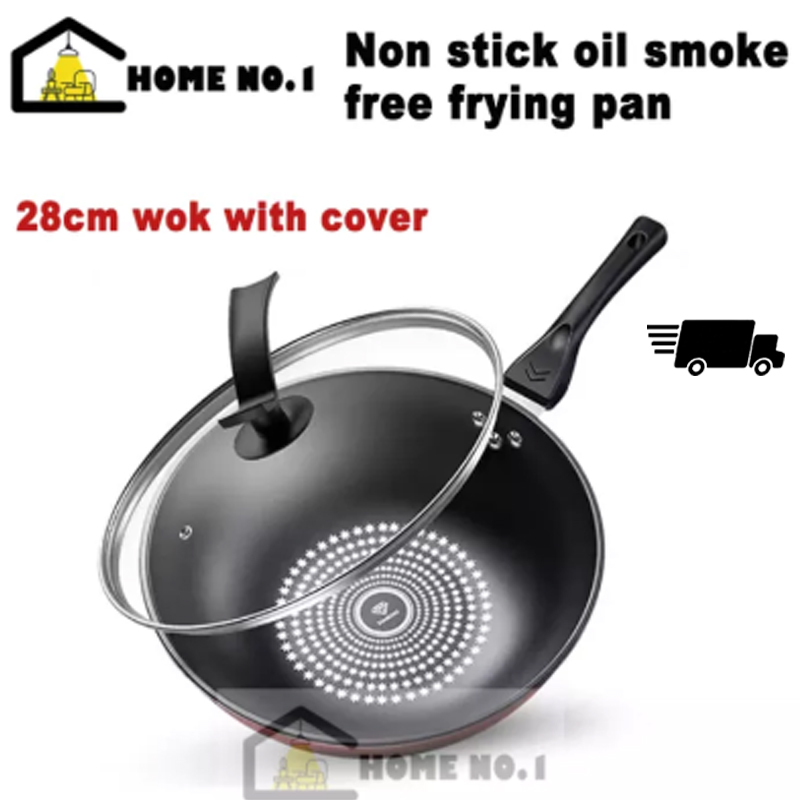 28cm/30cm/32cm Nonstick Diamond WOK Pan Kitchen Iron Frying Pan for