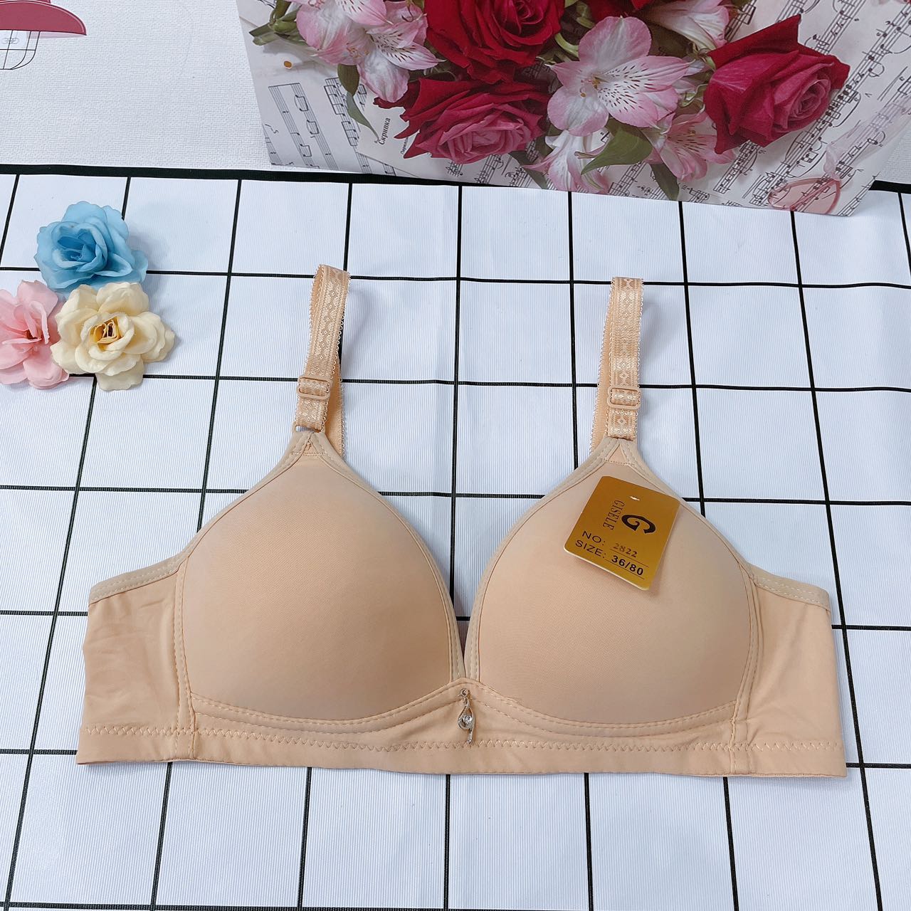 Women's None wire plain breathable bra Size 34-40 suitable cup A malaki  konti