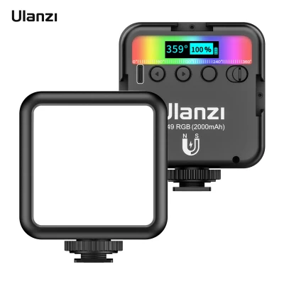 ulanzi VL49 RGB Pocket LED Video Light Photography Fill Light 2500K-9000K Dimmable CRI95+ Built-in Battery with Cold Shoe Mounts for Live Broadcast Interview Portraits Weddings Photography