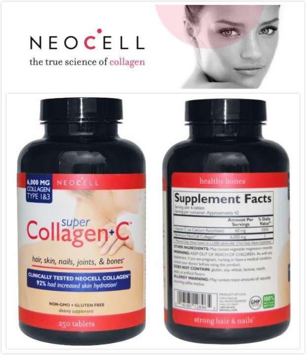 NeoCell Super Collagen + C Type 1 & 3 Plus C Tablets Bottle of 250