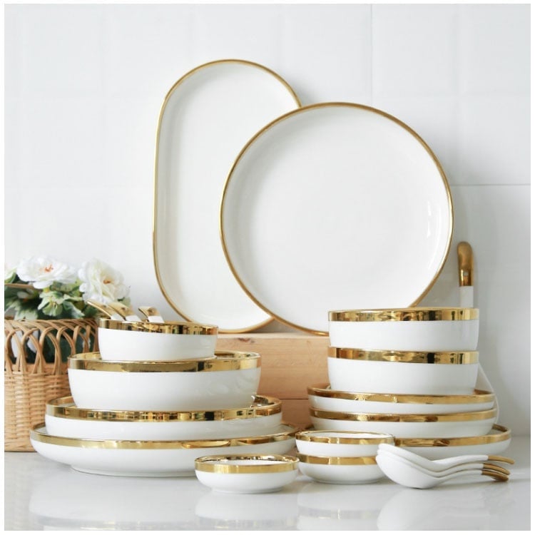 Gold and outlet white plate