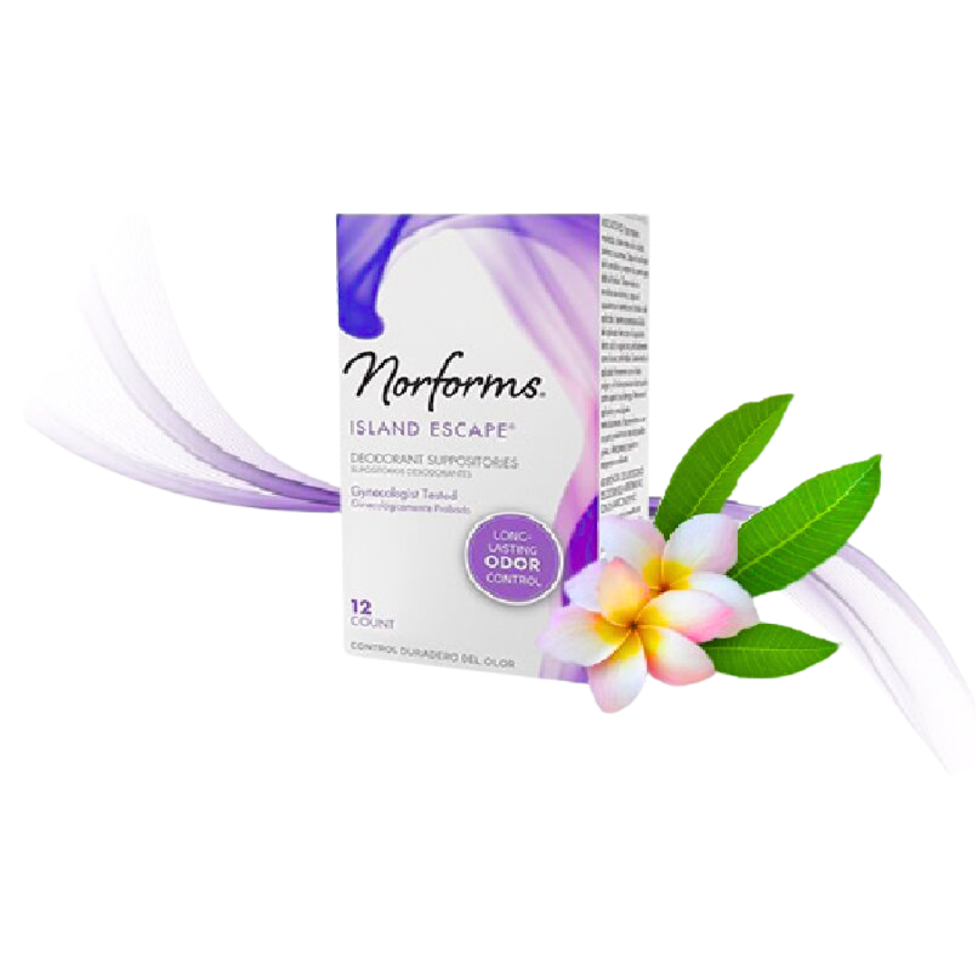 Norforms Feminine Deodorant Suppositories – Island Escape, 12 Stück, Langanhaltender Intimschutz