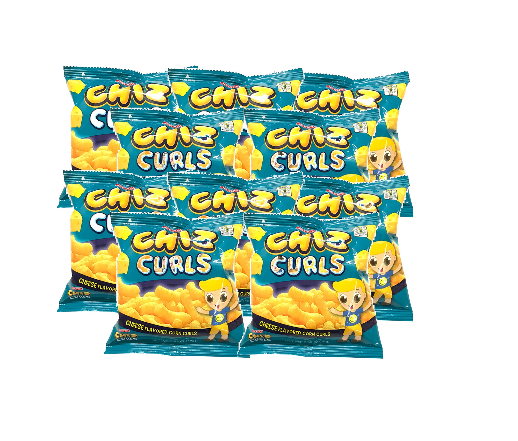 Jack 'N Jill Chiz Curls Cheese Flavored Corn Curls 18g 10 pcs Lazada PH