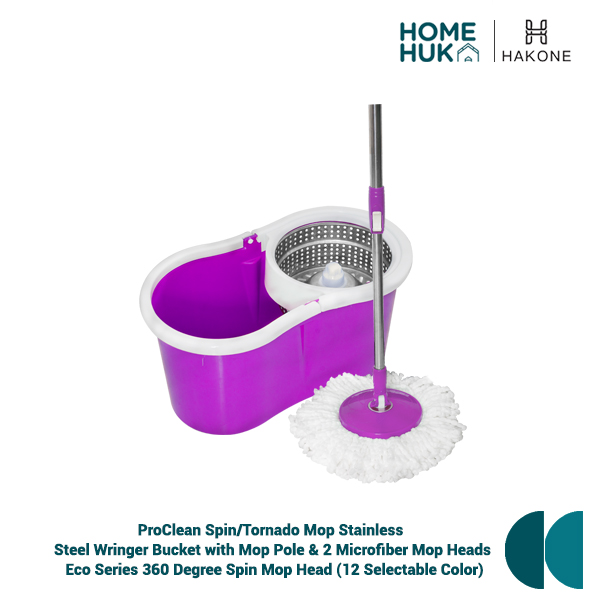 HomeHuk ProClean Spin/Tornado Mop Stainless Steel Wringer Bucket with