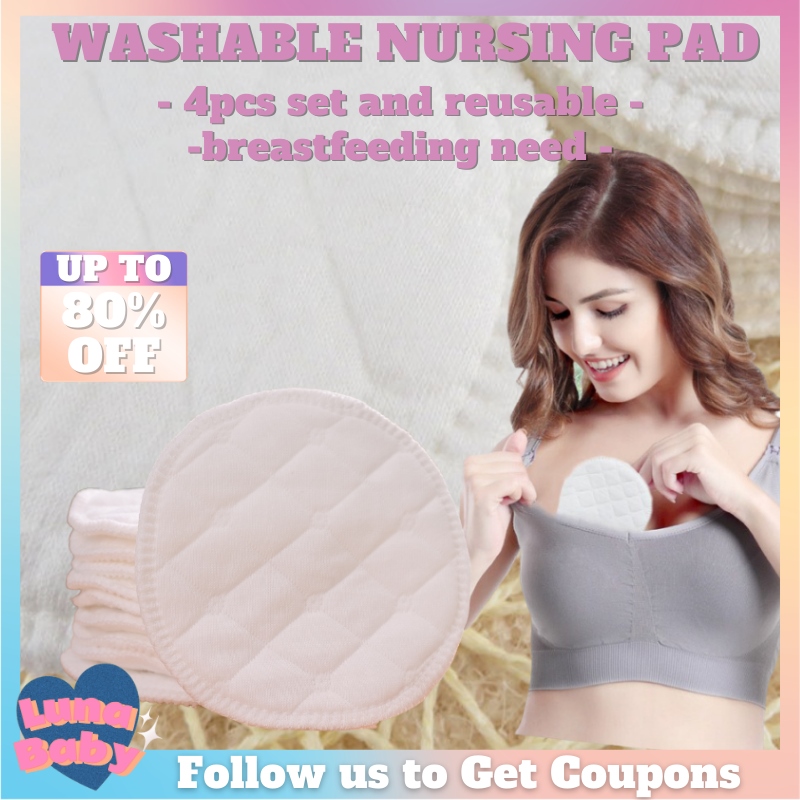 4Pcs Reusable Washable Breast Pad Breastfeeding Nipple Pad