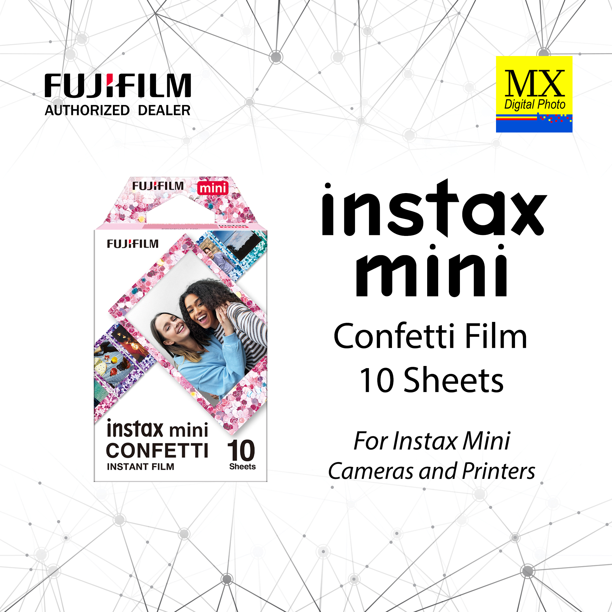 Fujifilm Instax Mini Film Confetti for Instax Mini Cameras (10