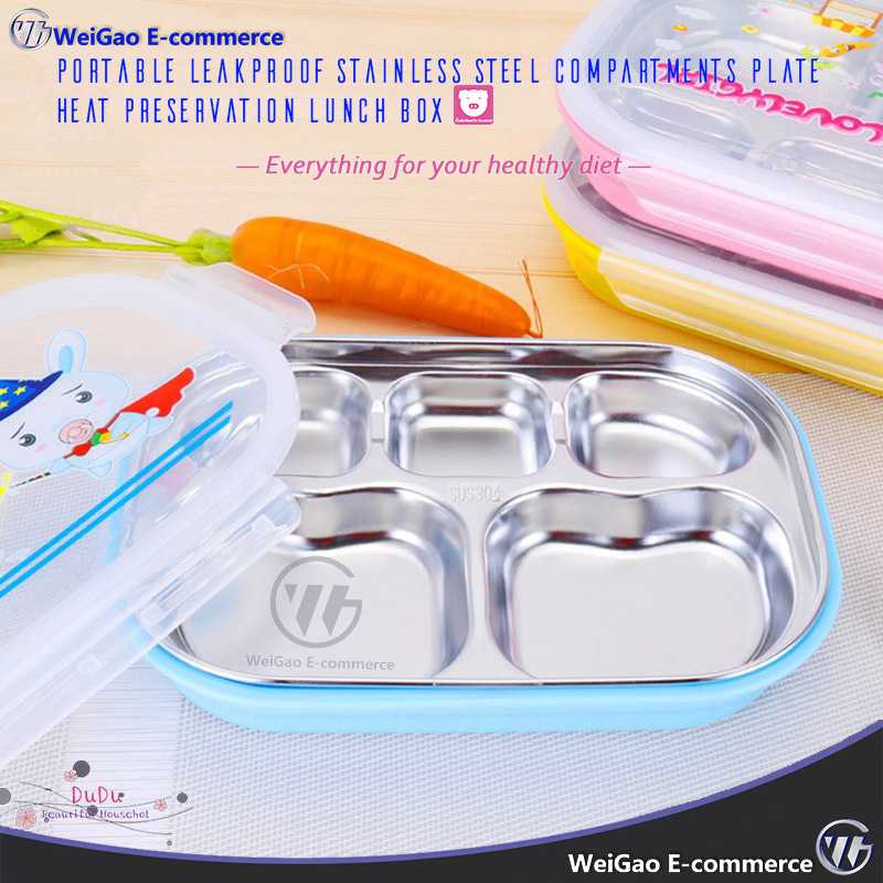 Kids Bento Lunch Box with 3 Stainless Steel Compartments