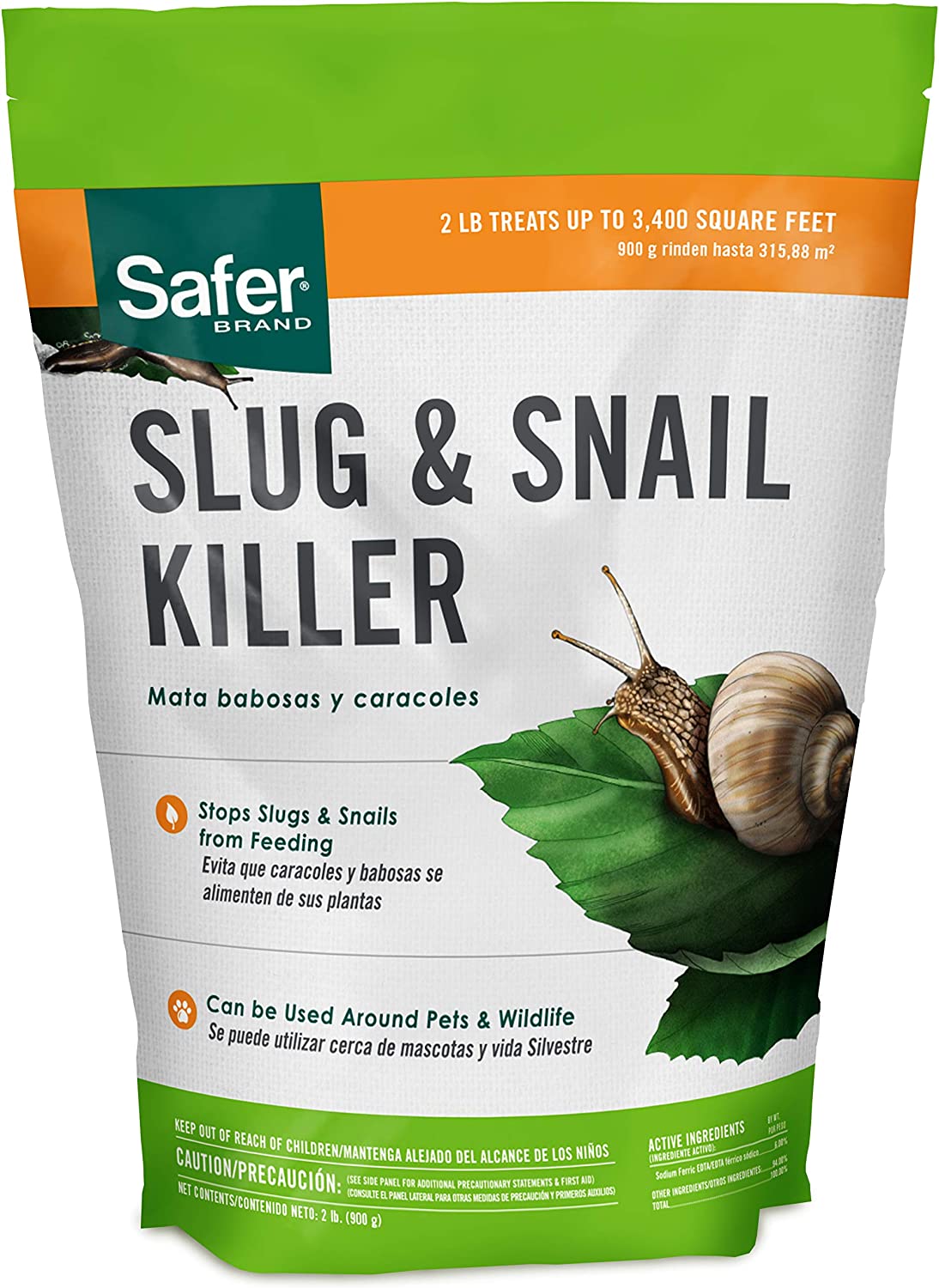 Safer Brand SB125 Slug & Snail Killer Stops Slugs & Snails Pest From