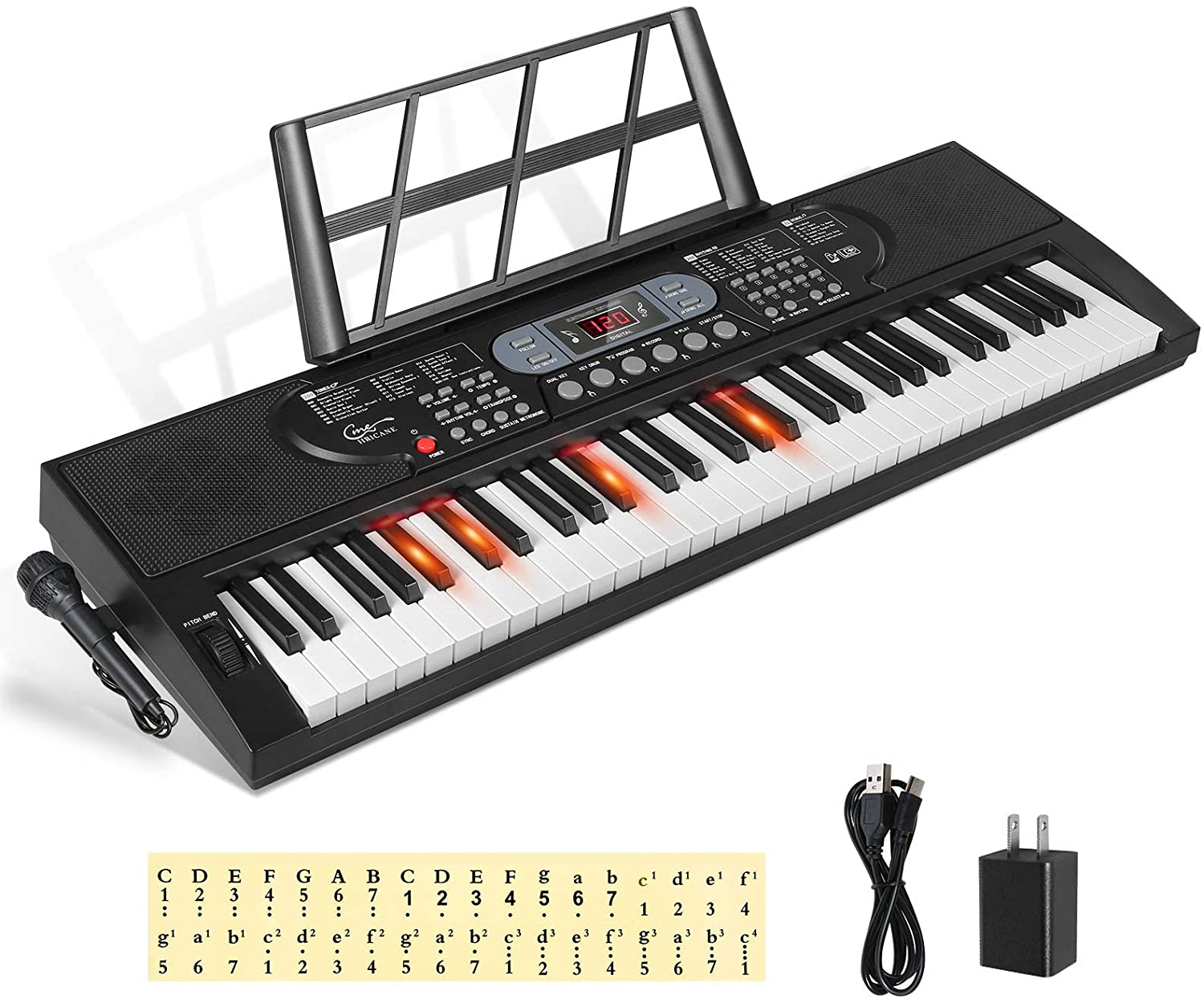61Key Digital Electric Adult Piano Keyboard & Sheet Music Stand