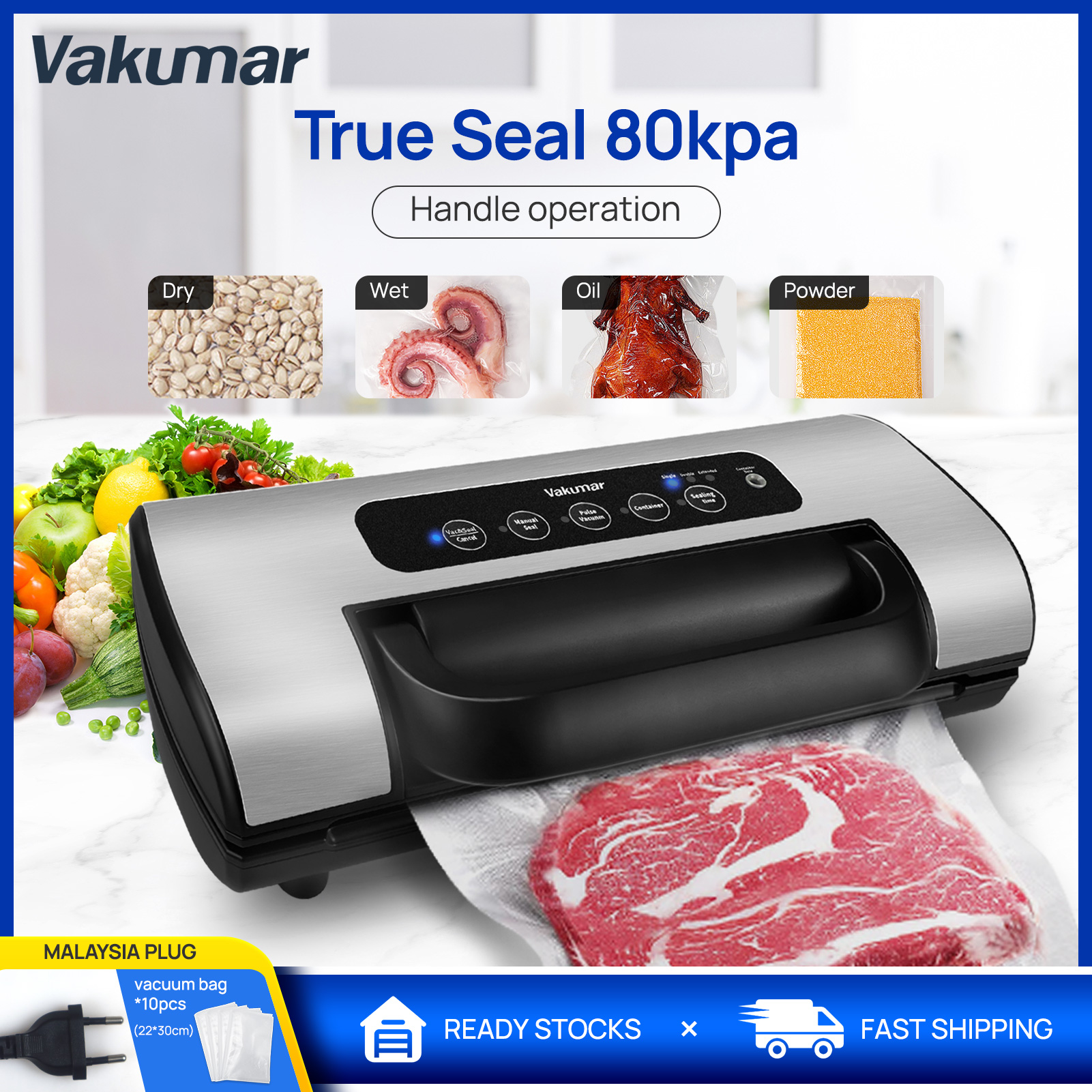 Vakumar Vacuum Sealer Machine, 80Kpa Food Vacuum Sealer Machine with Double  Pump