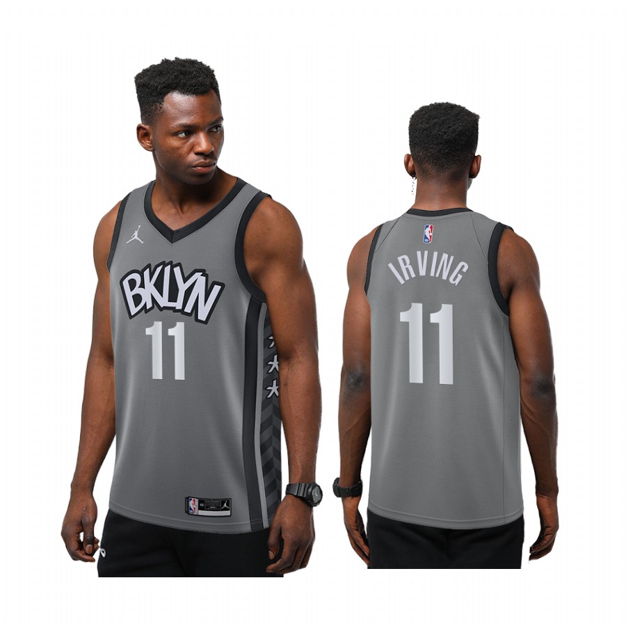 Kyrie Irving Brooklyn Nets Jordan Statement Jersey BKLYN Gray Size