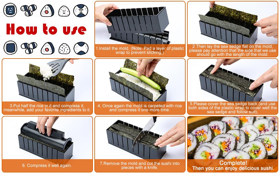 Sushi Making Kit for Beginners, Plastic Premium Tool Set, Sushi