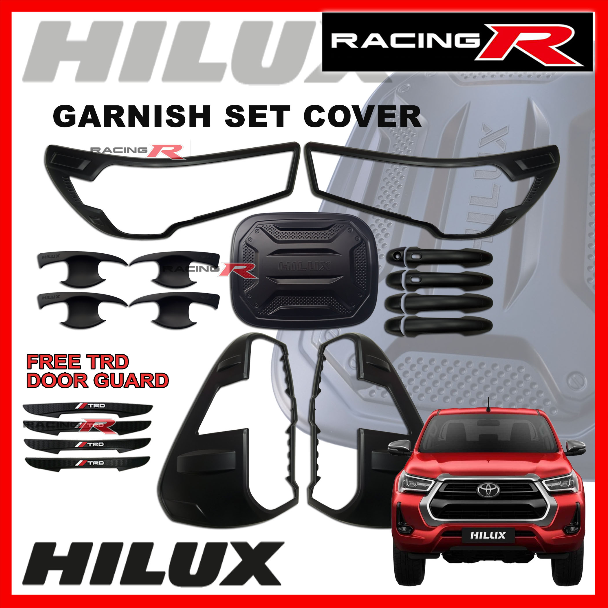 Toyota Hilux Conquest 2021 to 2023 Combo Set Cover Garnish [ Free TRD