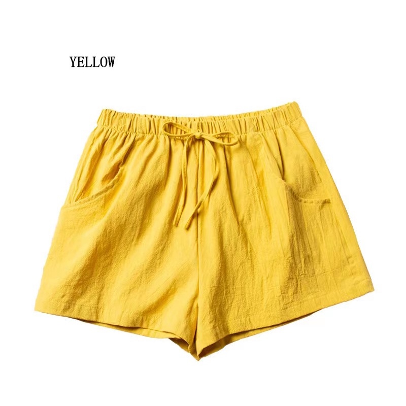 □✚♧ [Ready stock]New Plain Tie High Waist Casual Shorts For