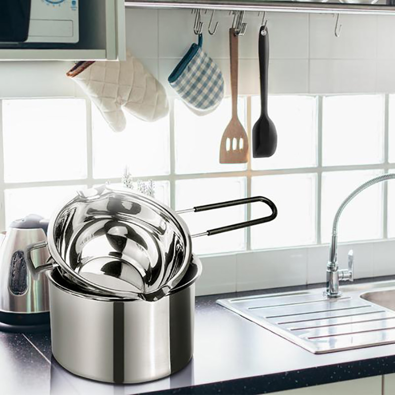 Double Boiler Pot Set Stainless Steel Melting Pot with Silicone Spatula