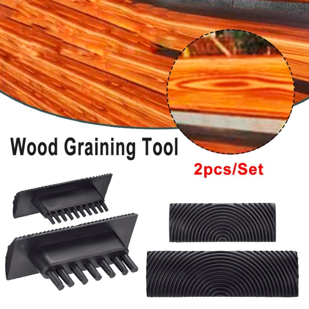 2pcs Black Rubber Wood Grain Paint Roller DIY Graining Painting Tool