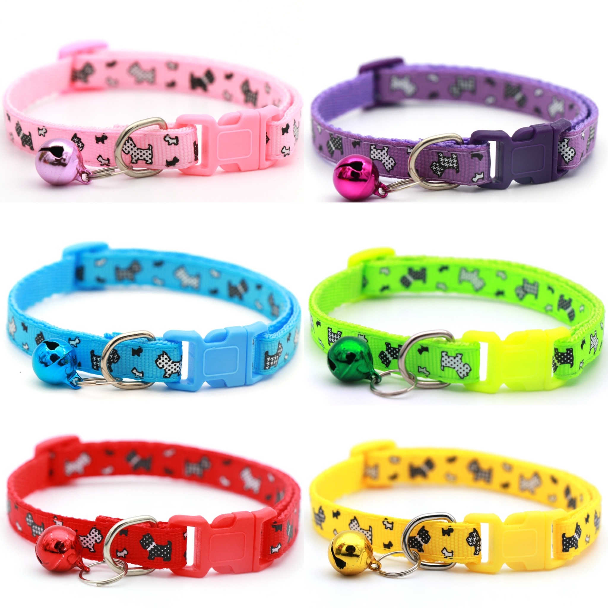 NEW 1.0cm Adjustable Pet Collar With Bell Cute Cartoon dog Printed