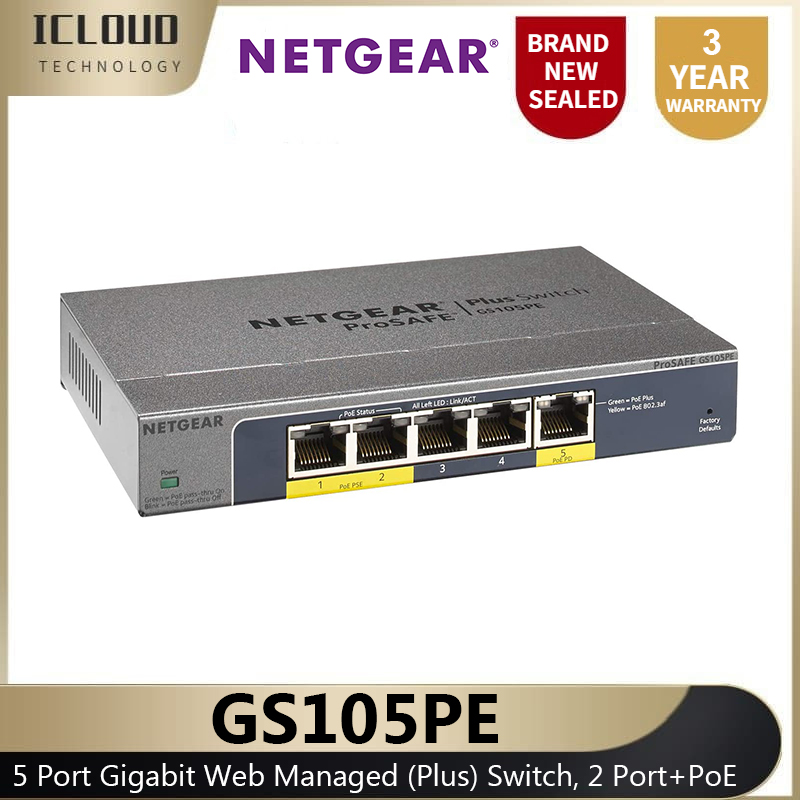 NETGEAR GS105PE 5 Port Gigabit Web Managed (Plus) Switch