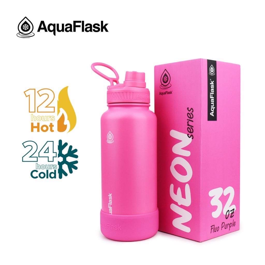 AQUAFLASK 32oz NEON SERIES WIDE MOUTH WITH VACUUM INSULATED STAINLESS ...