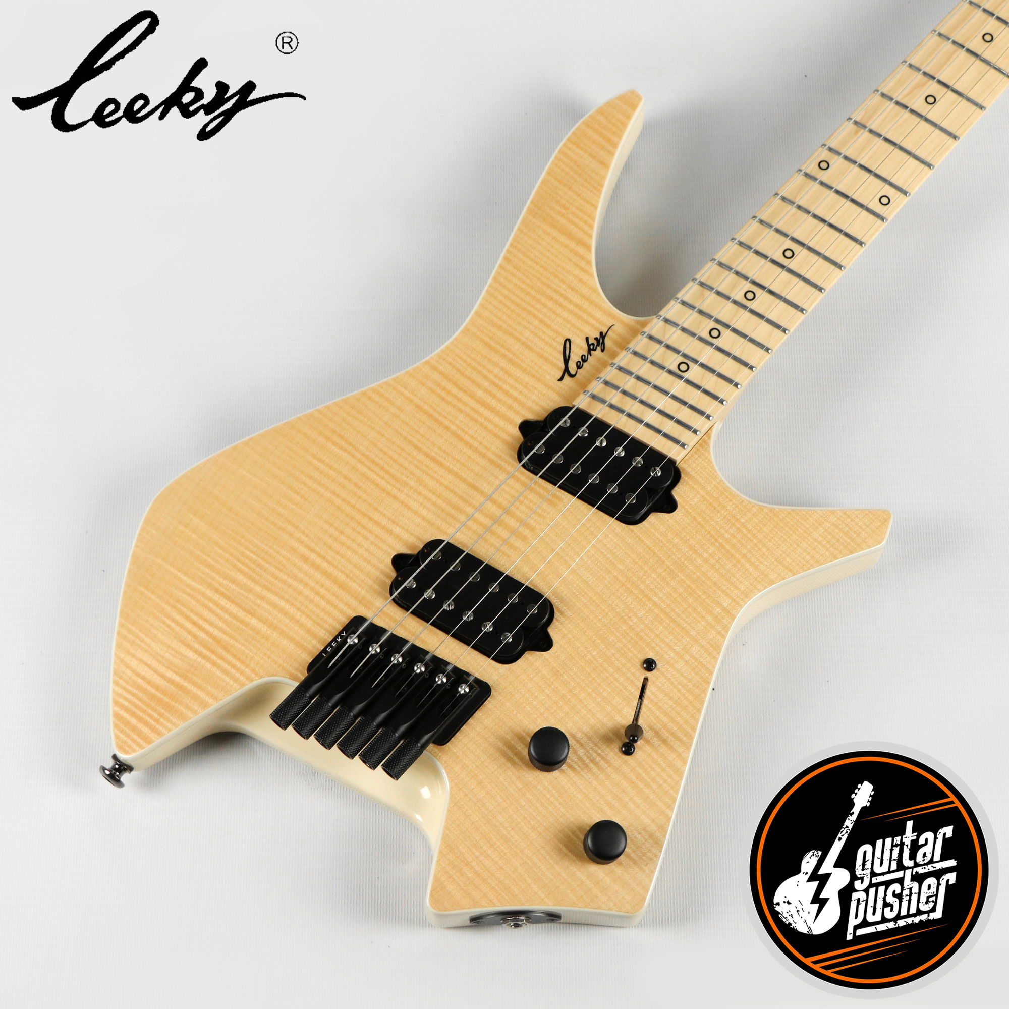 Leeky XSeries X15 Headless Electric Guitar Roasted Basswood Body Maple Top Maple Neck (Blue