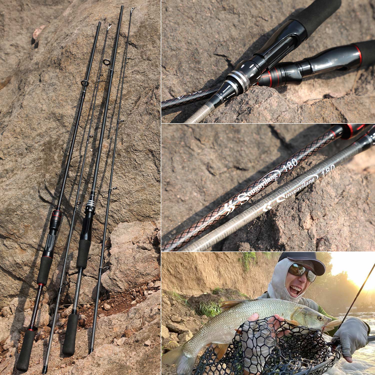 1.8-2.1m Fishing Rods High Quality Carbon Spinning Rod Bait