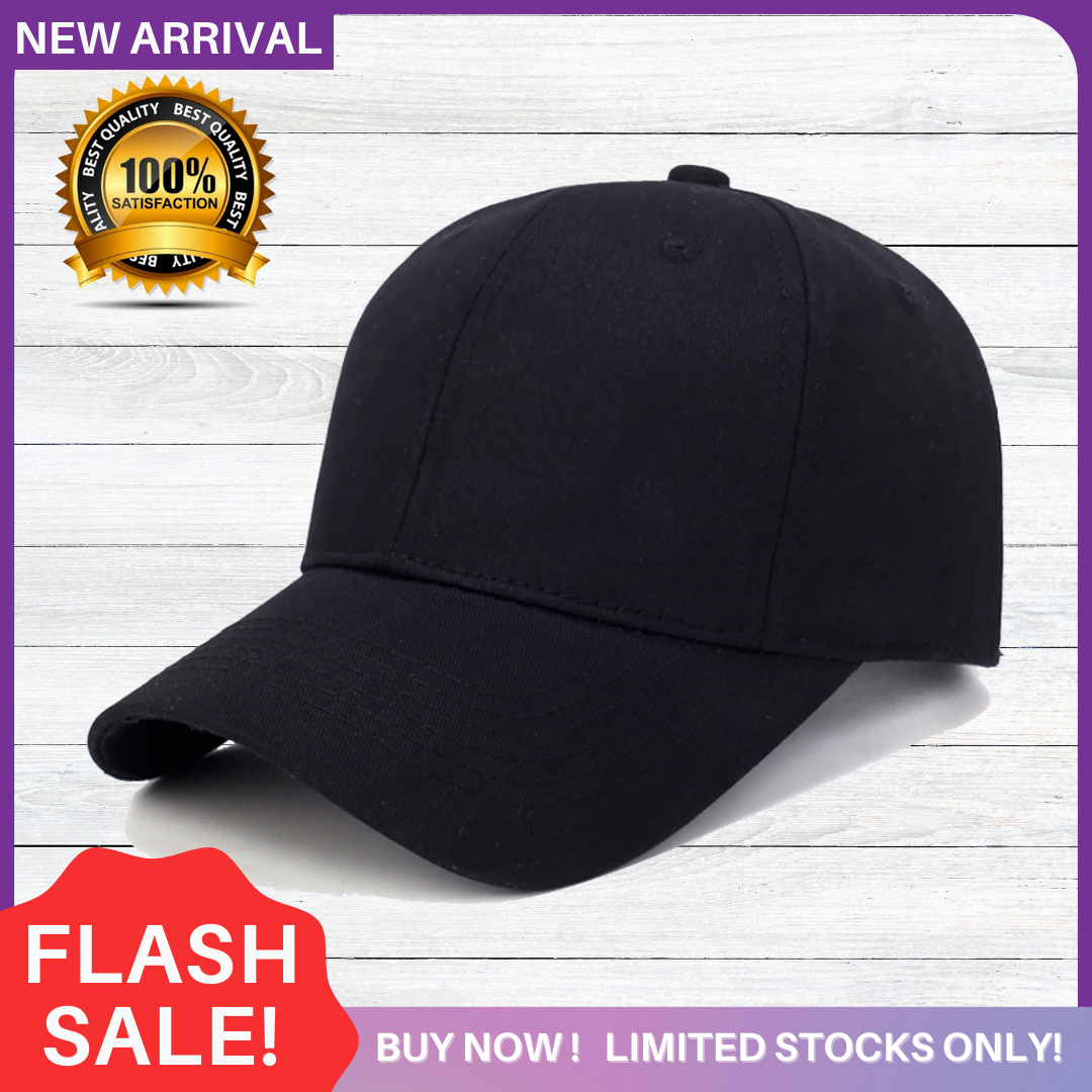Unisex Plain Black Baseball Cap White 