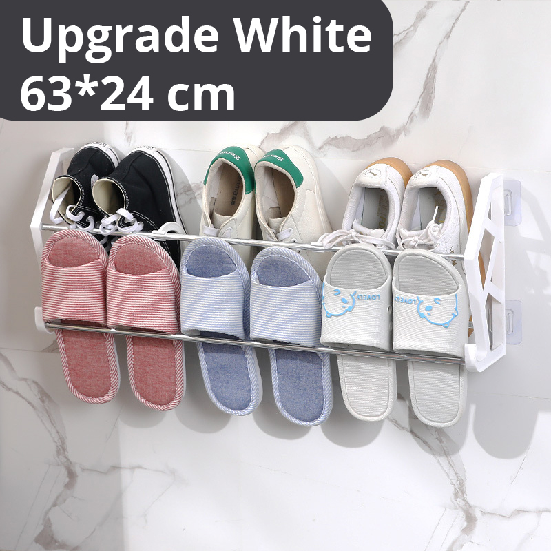 BAMO Wall Mounted Shoe Rack，Wall Mounted Slipper Shoe Organizer Shoes Shelf Space Saving