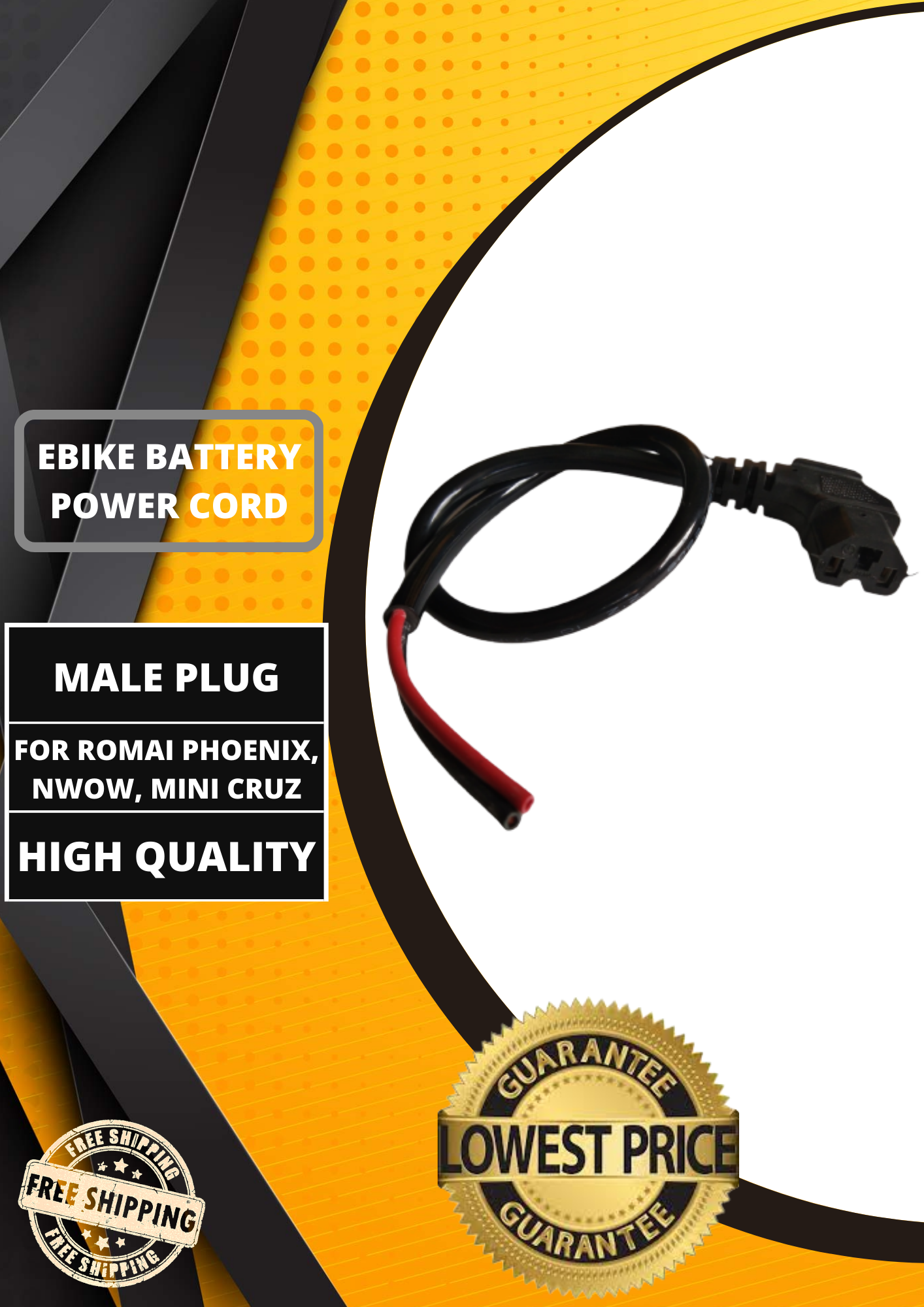 Ebike power cord, battery cord, female plug thick wires, gauge Lazada PH