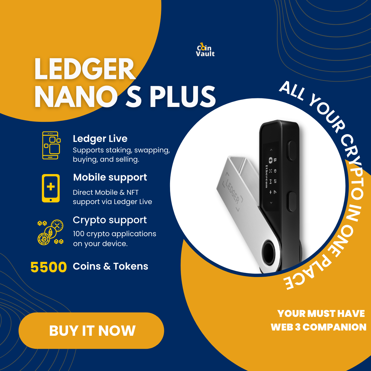 Ledger Nano S Plus: Crypto Hardware Wallet | Coin Vault PH | 1 year  warranty | Lazada PH