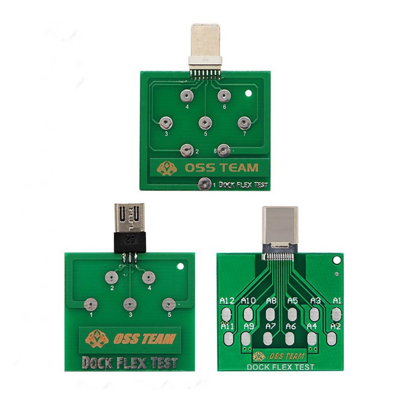 3pcs micro-usb dock flex test board for iphone 13 12 11 android phone u2 battery power charging dock flex testing tool