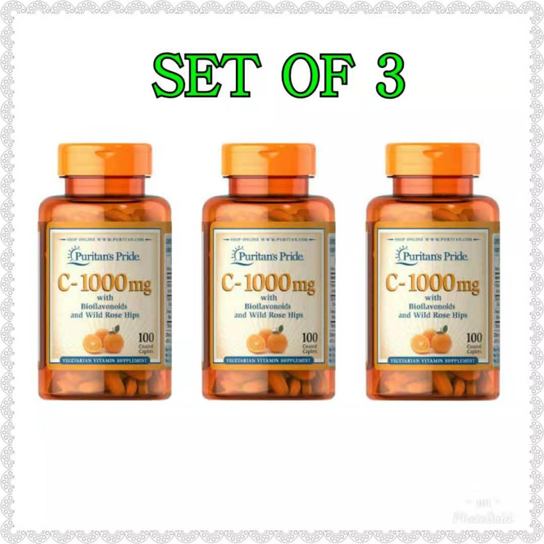 (SET OF 3) (1000MG) Puritan's Pride Vitamin C + Citrus Bioflavanoids