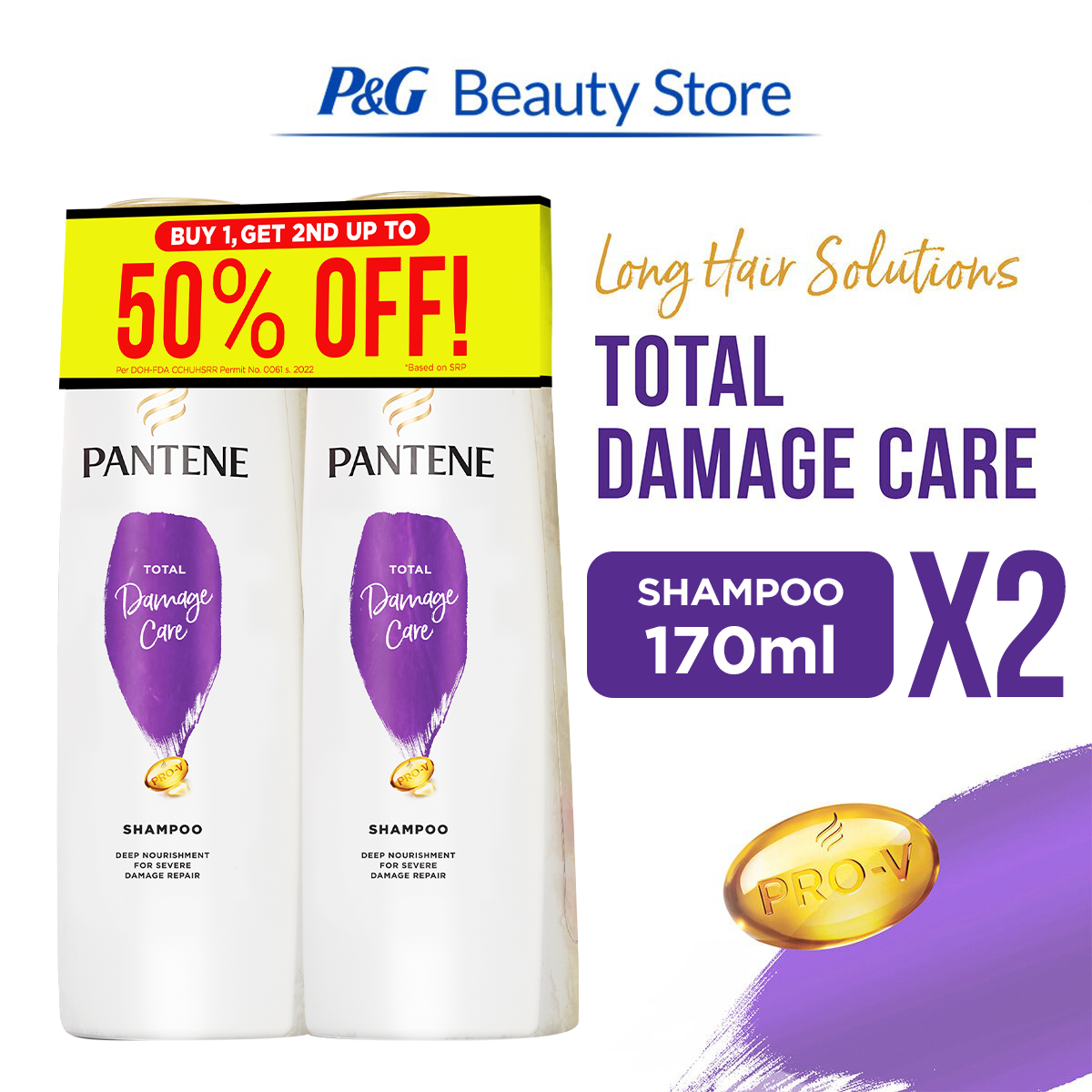 Pantene Shampoo Total Damage Care 170ml Buy 2 Get the 2nd at 50 Off