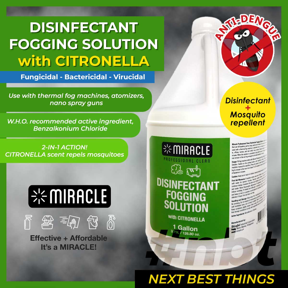 Miracle Disinfectant Fog Solution/Fogging Machine Solution Double