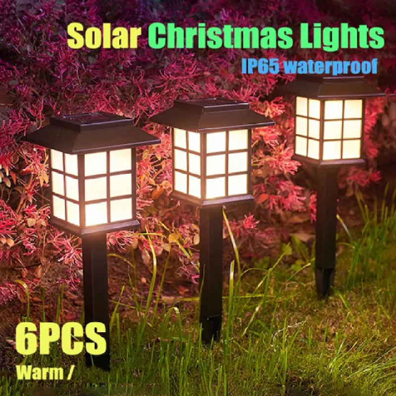 6PCS Christmas Solar Light Powered LED Light Outdoor Rainproof Walkway