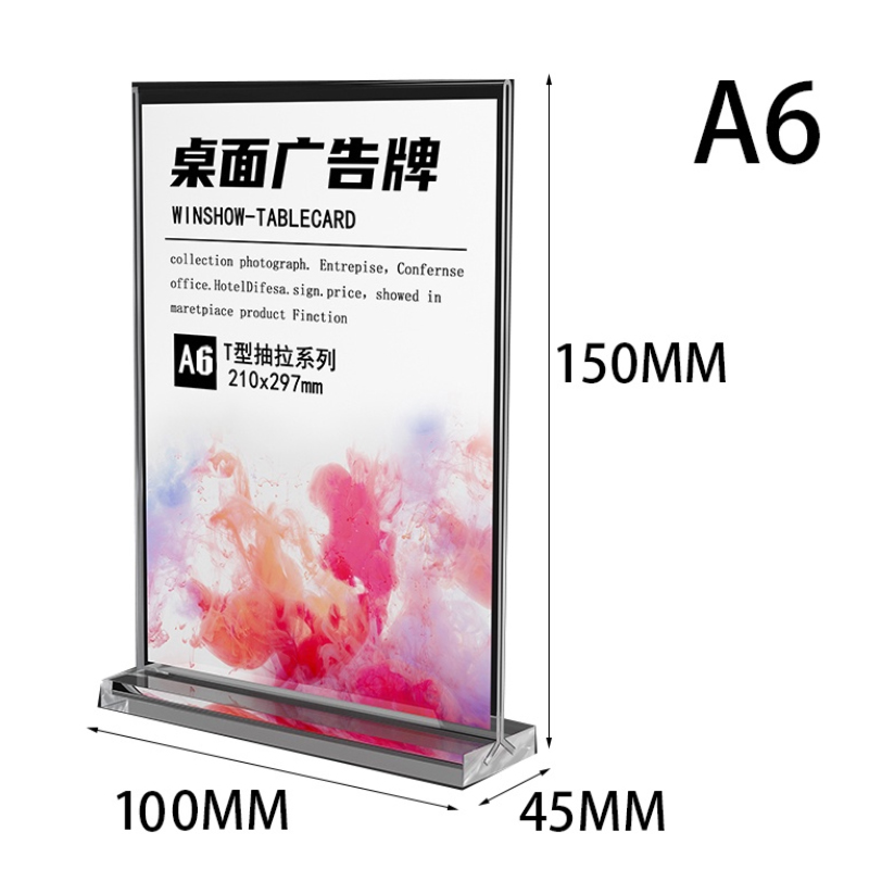 A6 Transparent Acrylic Display Stand Desk Shelf Photo Frames