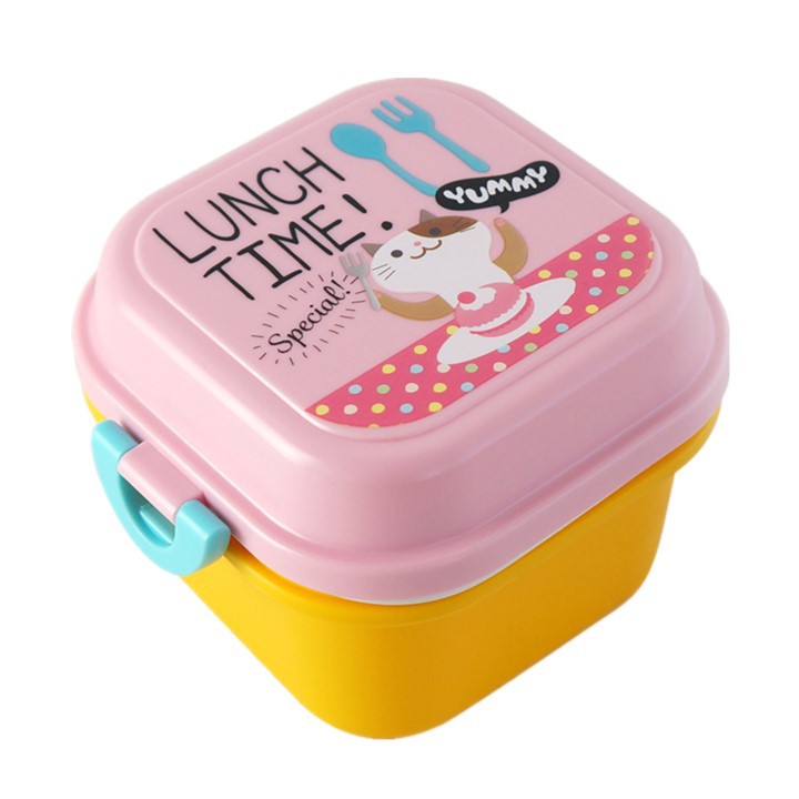720ML Plastic Double Layer Lunch Box Cartoon Kids Bento Box
