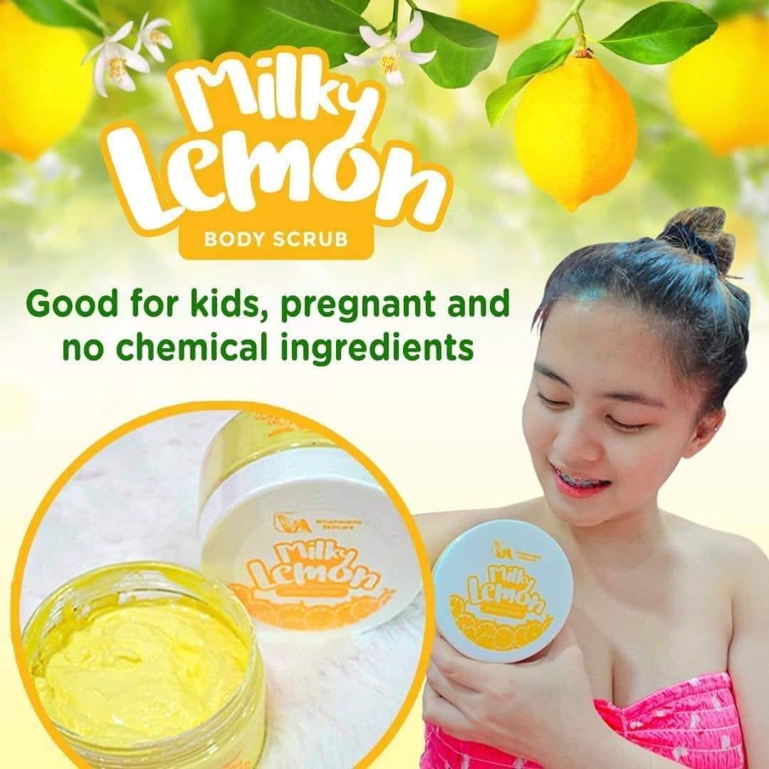 Skincare Milky Lemon Body Scrub & lotion & Exfoliating Set