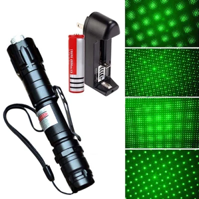 Powerful Green Laser Pointer Pen Beam Light 5mW Lazer Power 532nm+18650+Charger