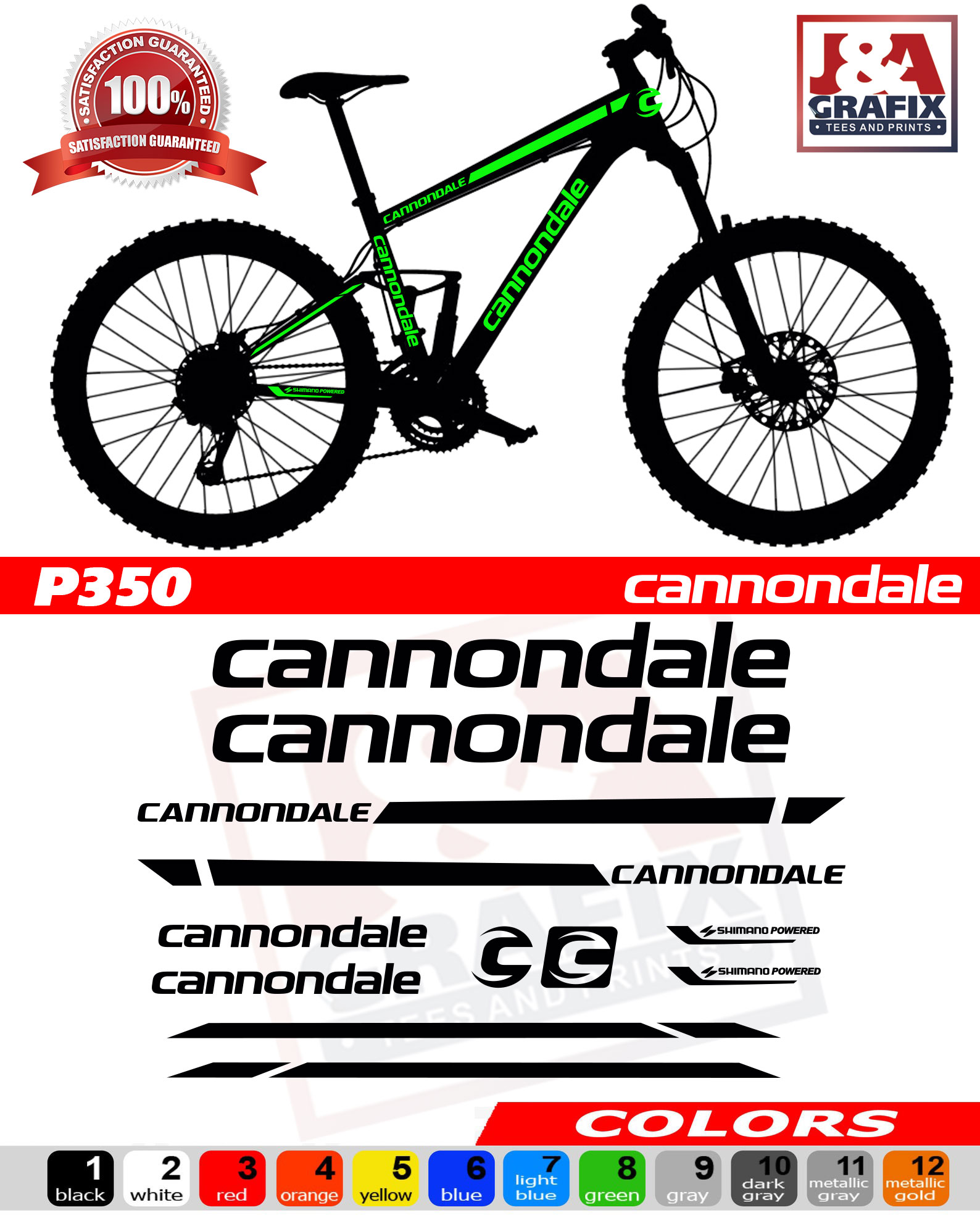 CANNONDALE-Police 2-Mountain Bike Frame Decal Stickers-vinyl decals-MTB
