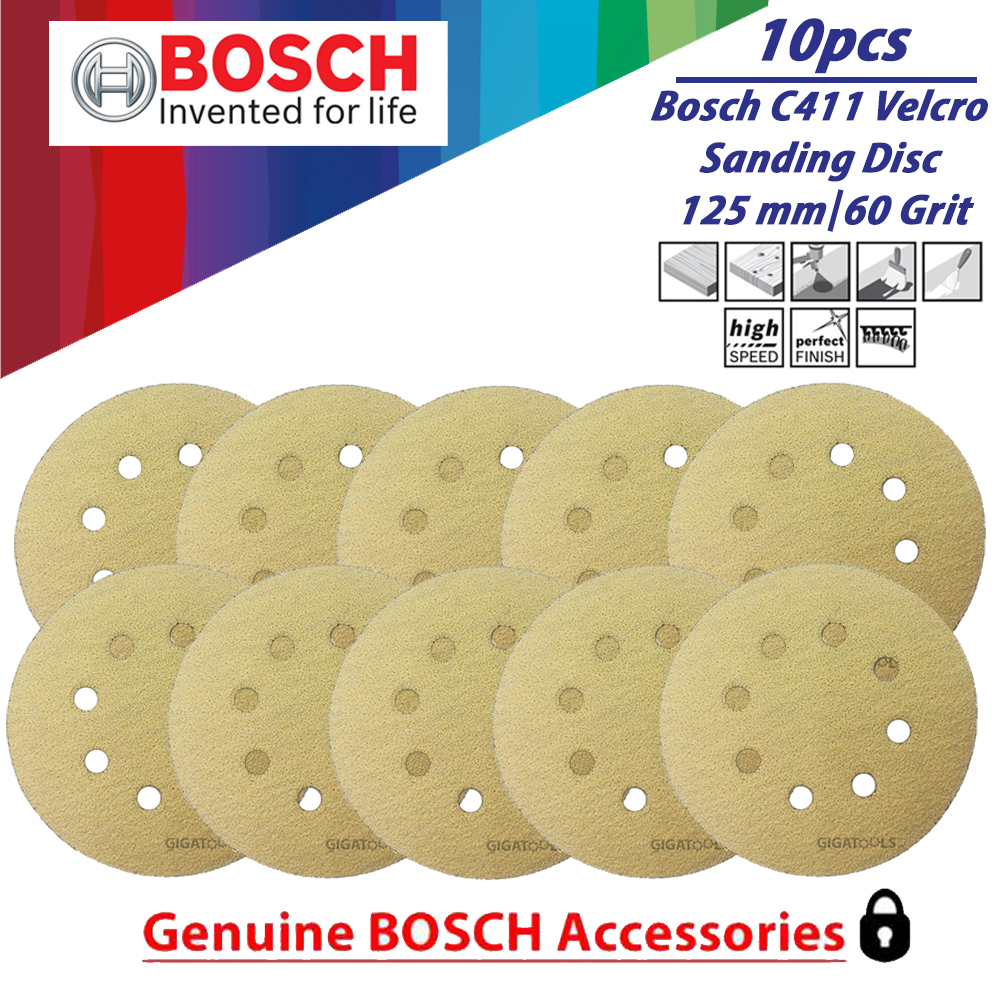 Bosch C411 Velcro Sanding Discs 125 mm / 60 Grit For Random Orbital