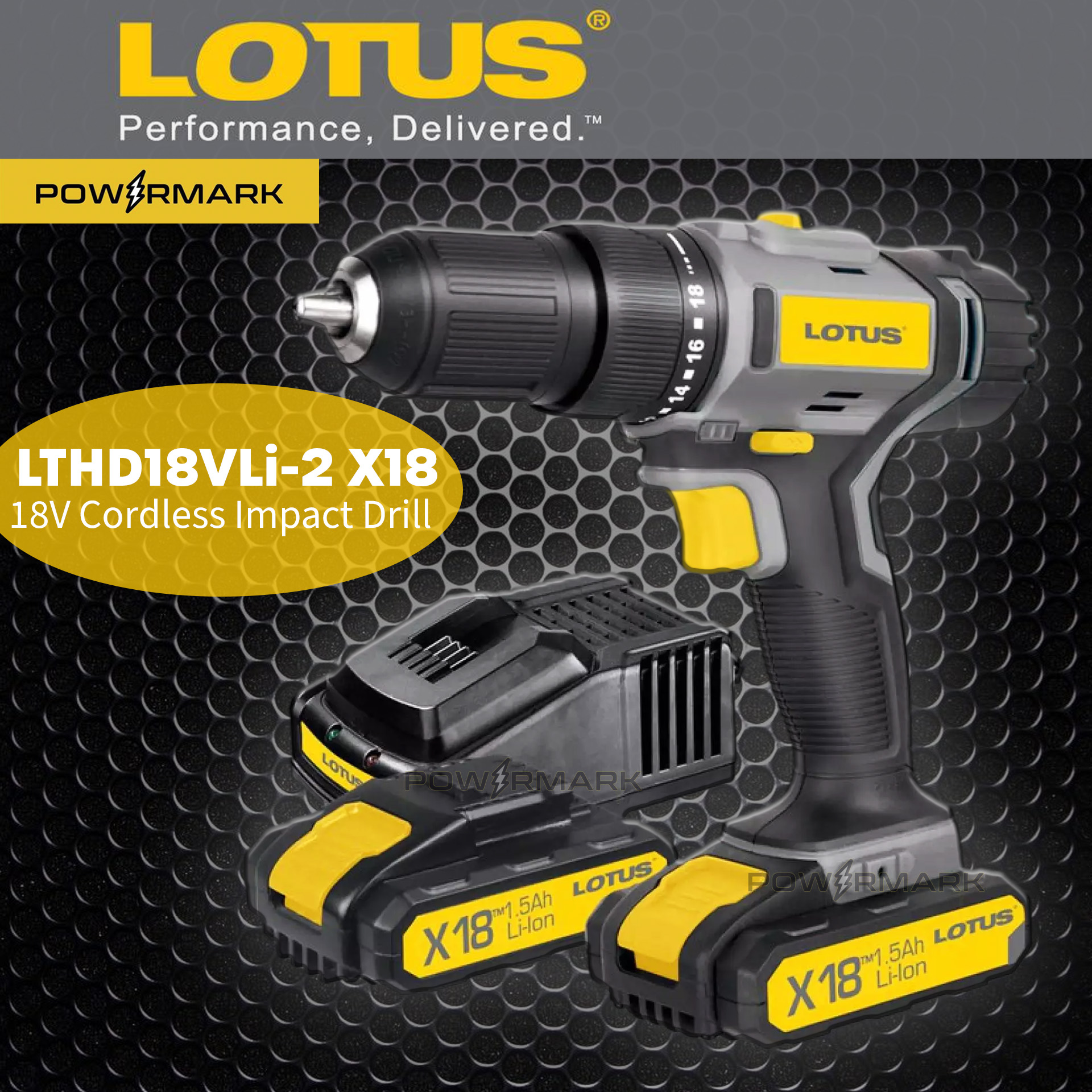 LOTUS LTHD18VLi 2 X18 Cordless Impact Drill 18V with two