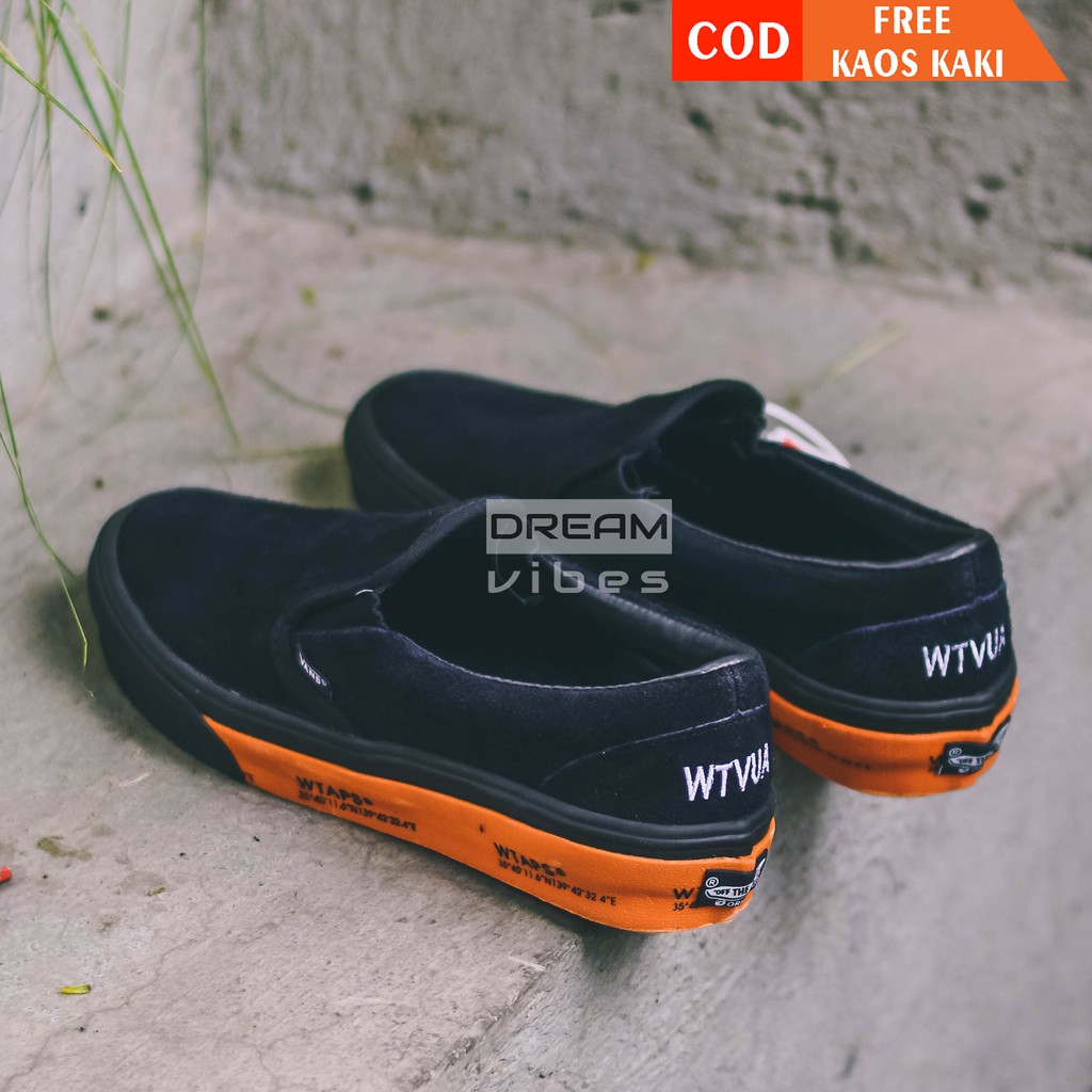 Black Orange Suede Rubber Wtaps X Vans 2020 Design Slip On/Oldskol