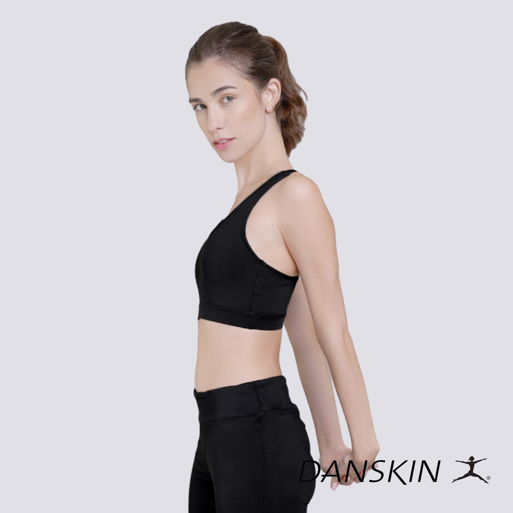 Danskin Essential Black Racerback Crop Top Sports Bra w/ Removable Pads for  Workout Gym Training Wear Athleisure Women Activewear