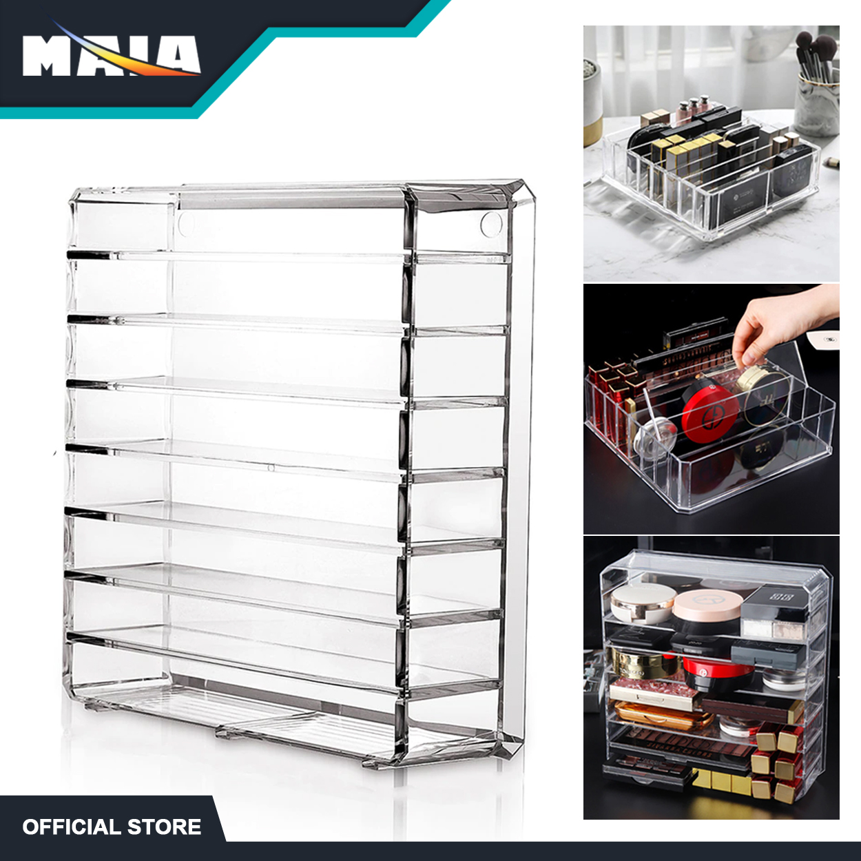 MAIA Clear Acrylic 8 Grid Makeup Organizer Storage Box Women Powder   3c96c9eeb7f6ccff887f27812ef4f411 