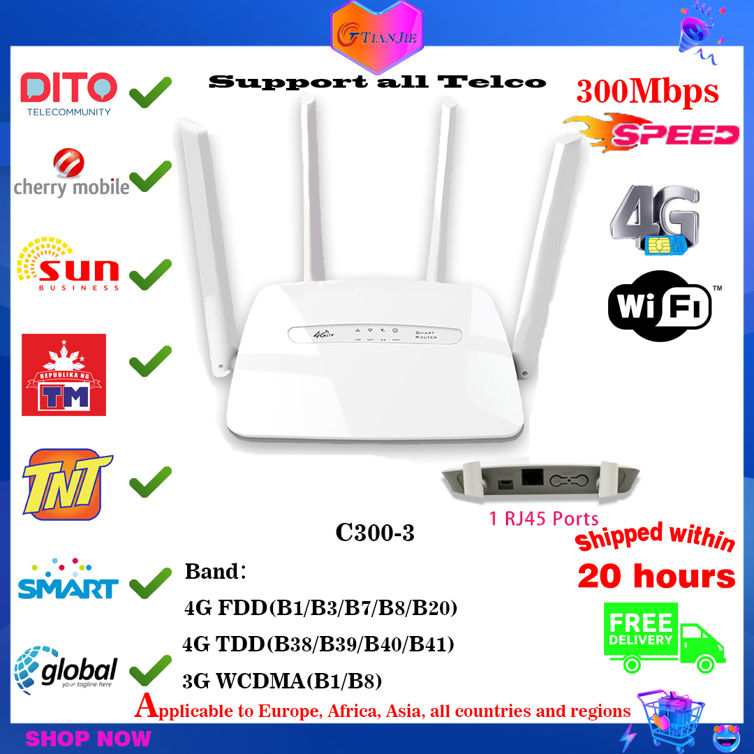 WiFi Globe at Home Prepaid, 4G LTE Router WiFi, 300Mbps WiFi Modem with