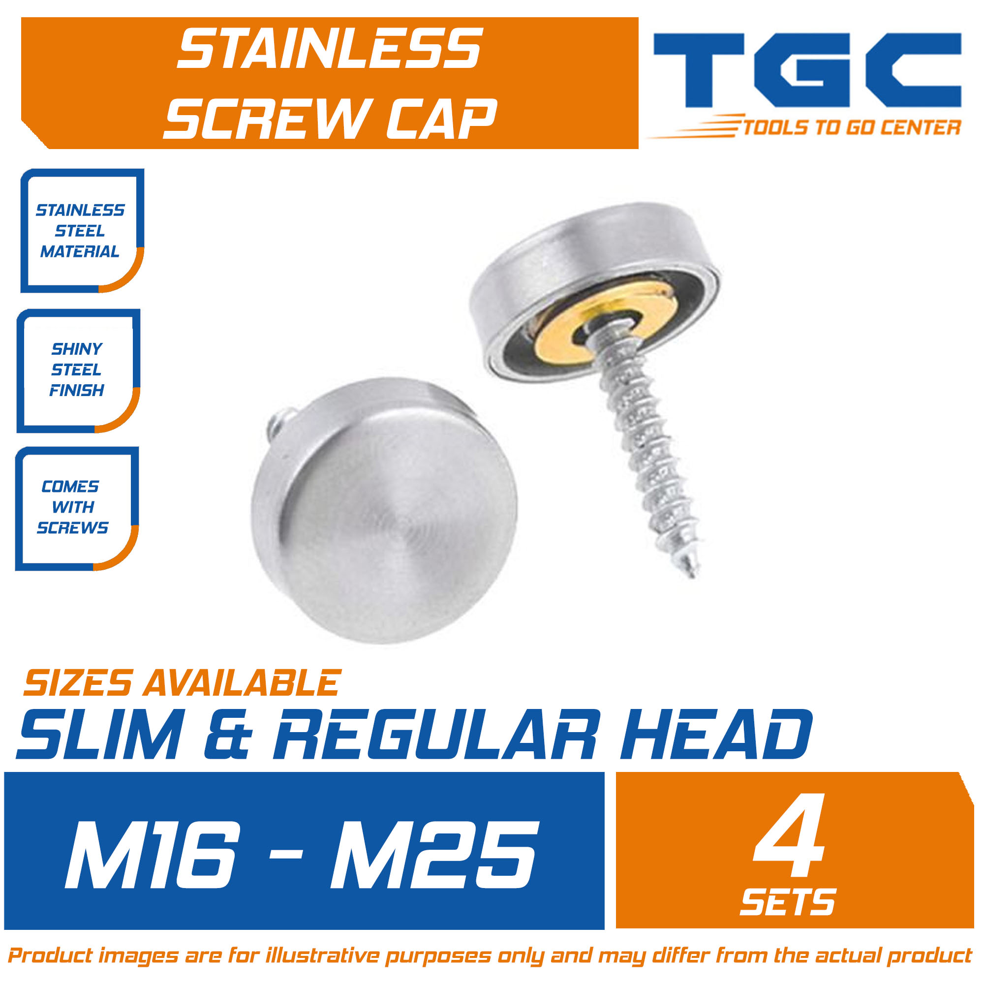 4SETS Stainless Screw Cap Decoration Screw Mirror Screw Advertising