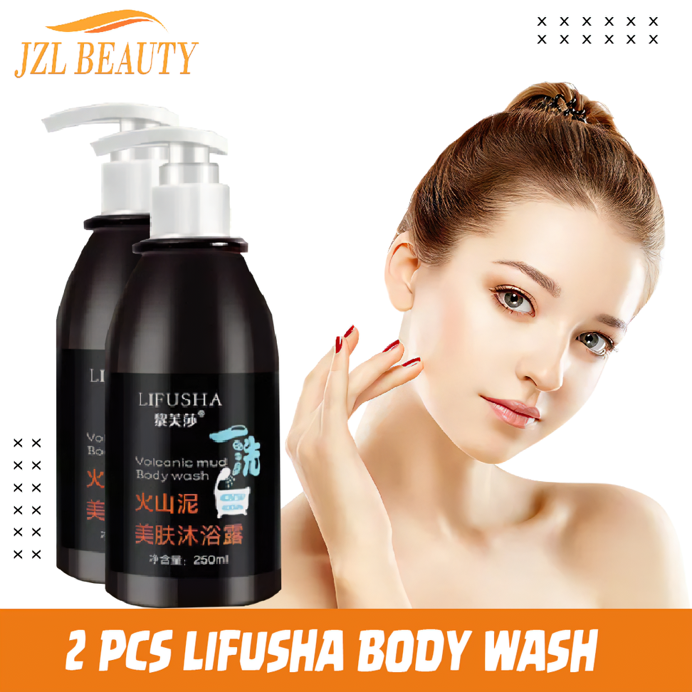 JZL BEAUTY 2 PCS LIFUSHA Volcanic Mud Body Wash Whitening Shower Gel