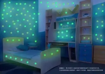 100pcs Home Wall Glow In The Dark Space Star Stickers Ceiling Decal Baby Kid Room 3cm Green
