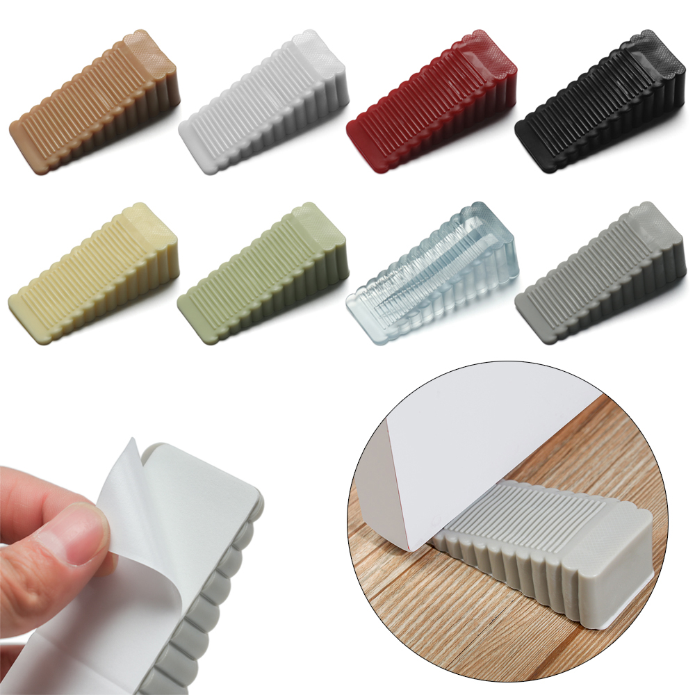 Home Self Adhesive Non Punching ABS Silicone Door Wedge Floor Block Door Stopper Wall Protector