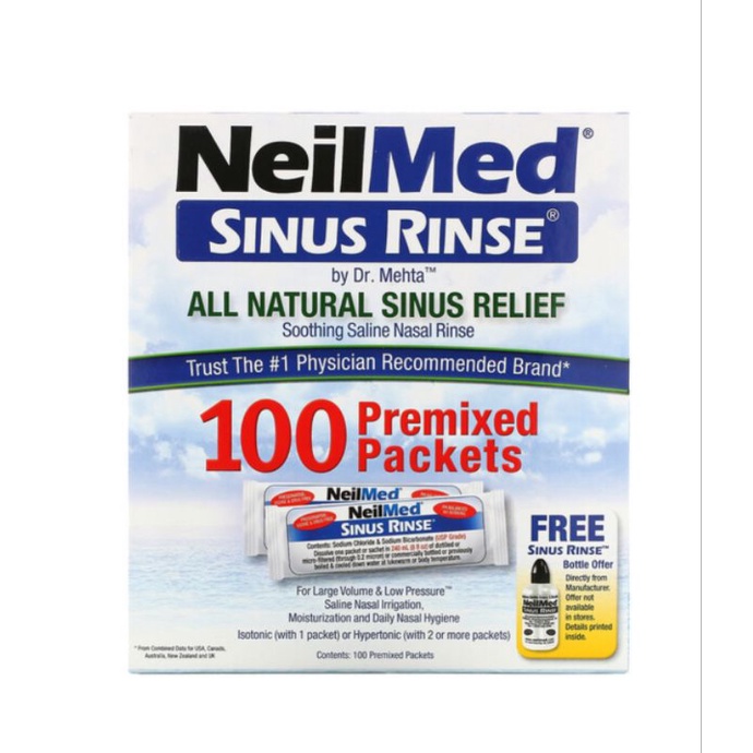 NeilMed| Sinus Rinse, All Natural Sinus Relief, 100 Premixed Packets ...